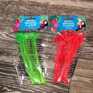 NIP Fun Cocktail Stirrers Palm Trees & Flamingoes